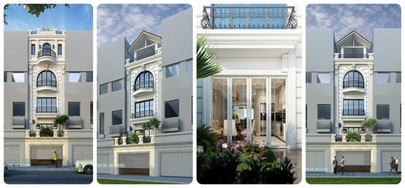 Thiết kế kiến trúc nhà liền kề tân cổ điển tại KĐT Văn Quán Hà Đông